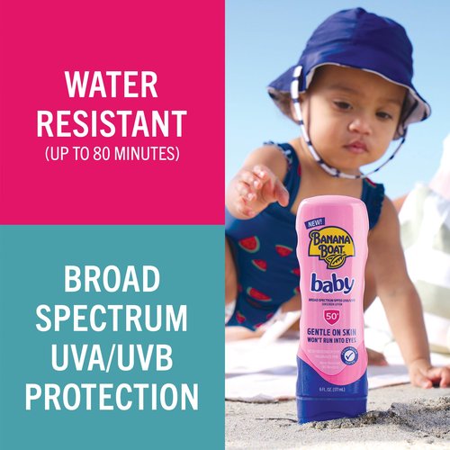 Banana Boat Baby Sunscreen SPF 50, 6Fl Oz | SPF 50 Sunscreen for Babies and Toddlers, Beach Essentials, Baby Sunblock, 6Fl Oz