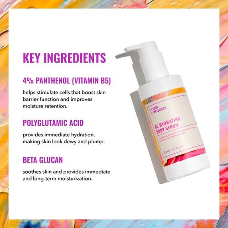 Good Molecules B5 Hydrating Body Serum - Vitamin B5 Ultra Hydrating Serum with Beta Glucan to Retain Moisture and Plumpness, Skin Care for Body