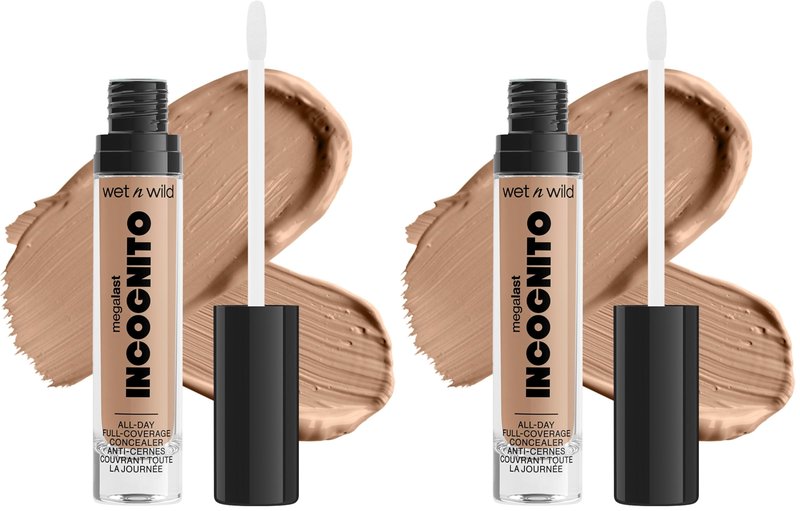 wet n wild Mega Last Incognito All-Day Full Coverage Liquid Matte Concealer, Medium Golden, 0.18 Ounce (Pack of 2)