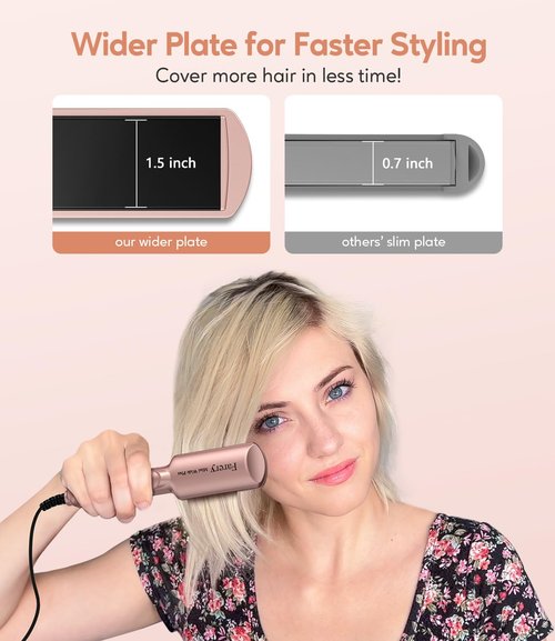 Farery Mini Hair Straightener - 1.5 Inch Ceramic Flat Iron with Argan Oil, Fast Heat & Travel Bag
