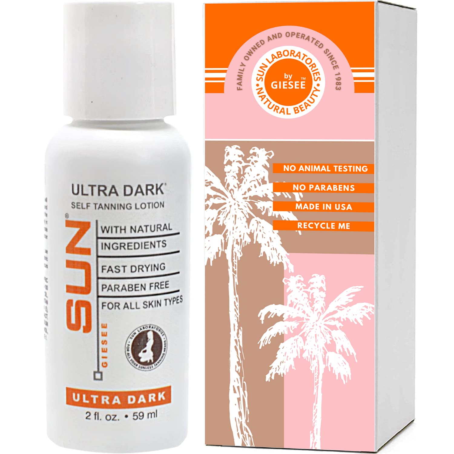 Sun Laboratories By Giesee Ultra Dark Self Tanner Lotion 2 oz - Self Tanning Lotion, Self Tanner, Indoor Tanning Gel, Instant Facial Tanning Lotion, Face Sunless Tanner, Tan Extender Lotion