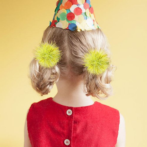 12 Pcs Foil Strips Pom Pom Hair Clips Tinsel Fluffy Ball Elastic Ponytail Holders Shiny Cute Scrunchies Pompom Cosplay Fashion Hair Accessories for Women Girls Birthday Halloween Christmas Party