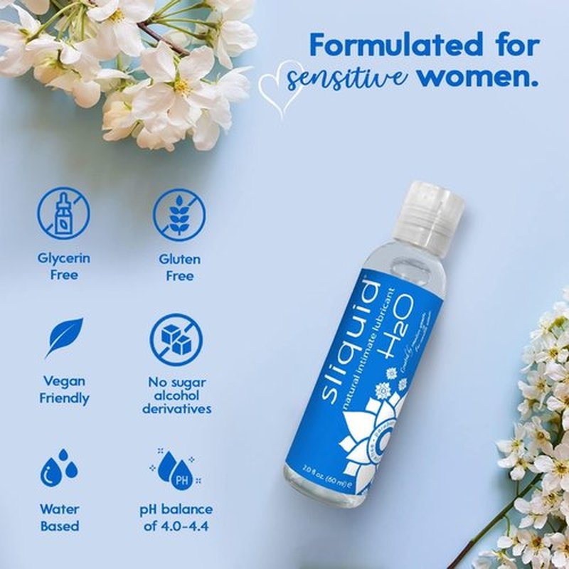 Sliquid H2O Water-Based Lubricant - Glycerin-Free, Natural Formula for Enhanced Intimacy | 2 Oz Clear, Unscented