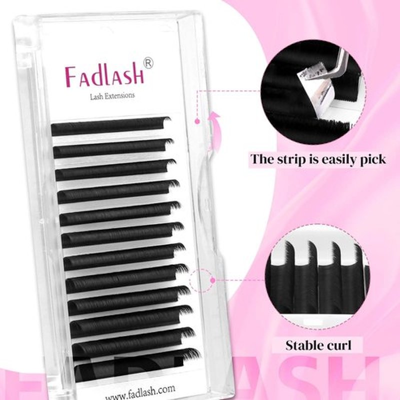FADLASH Easy Fan Eyelash Extensions 13-16mm Mixed Tray Self Fanning Volume Lash Extensions 0.03-0.10 Rapid Blooming Lash Extensions (0.07-D, 13-16mm Mix)