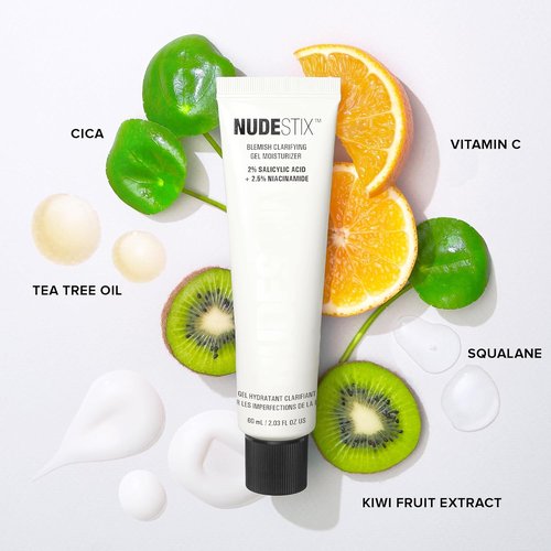 Nudestix Blemish Clarifying Gel Moisturizer - Lightweight Salicylic Acid Acne Treatment with Niacinamide & Cica | Hydrating Vegan Formula for Clear, Balanced Skin