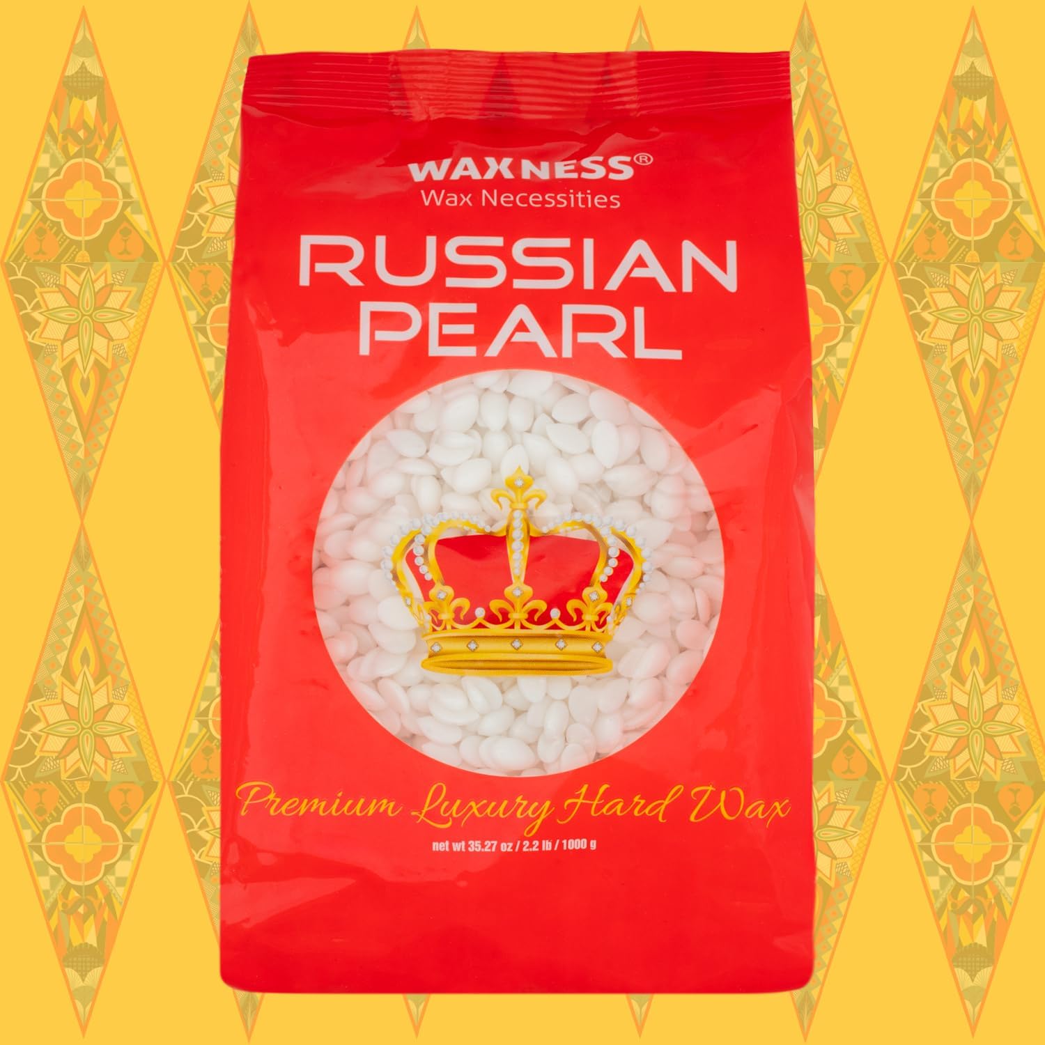 Waxness Russian Pearl Hard Wax Beads Bulk 22 lb (10 kg) – Rosin-Free Stripless Hard Wax with Creamy Texture and Skin Visibility, Salon Use – Made in Italy