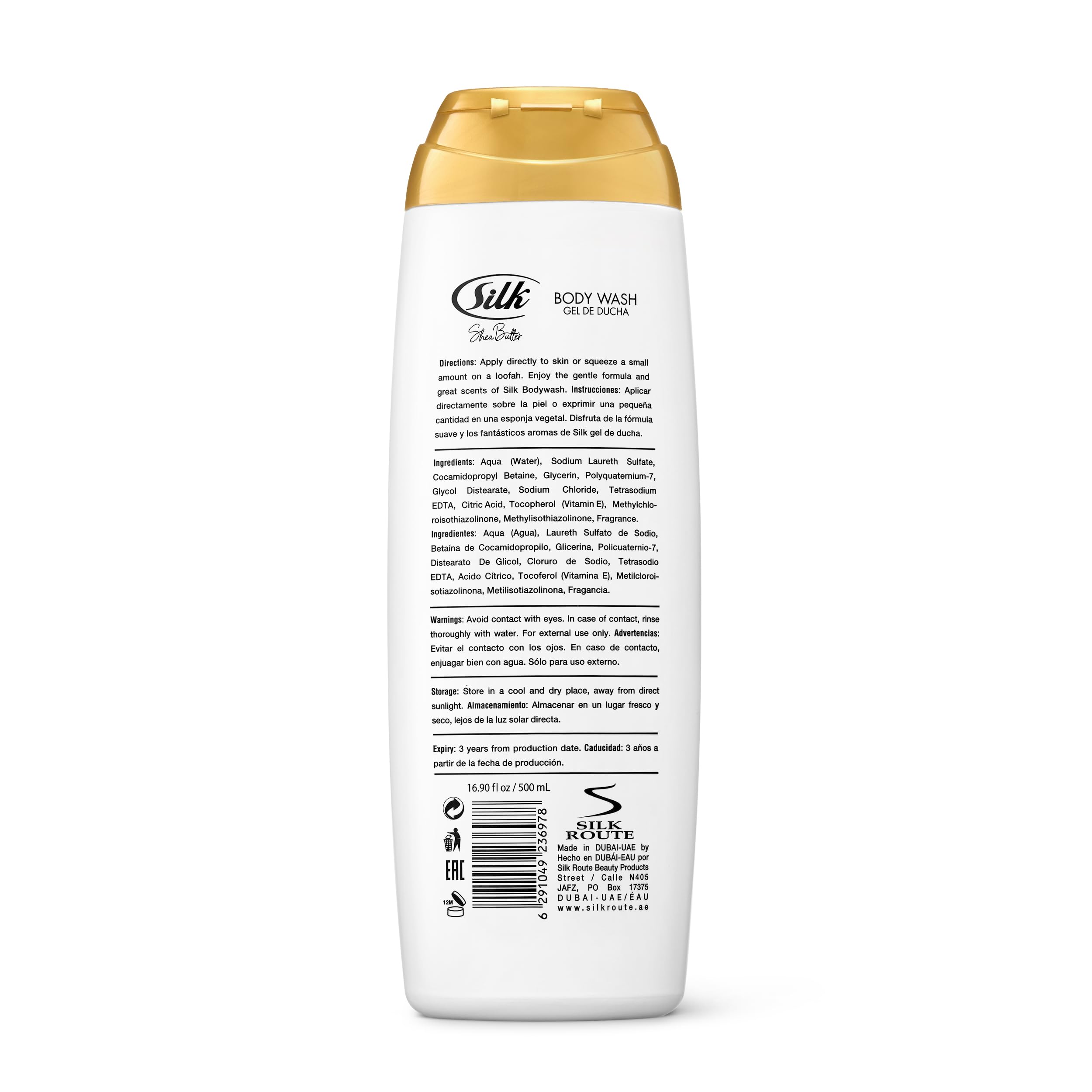 SILK Moisturizing Body Wash for Woman & Man - Daily Hydrating Shower Gel and Foaming Cleanser with Vitamin E and Glycerin, Rich Lather for Dry Skin Care, Shea Butter Scent, 16.9 Fl Oz (Pack of 4)
