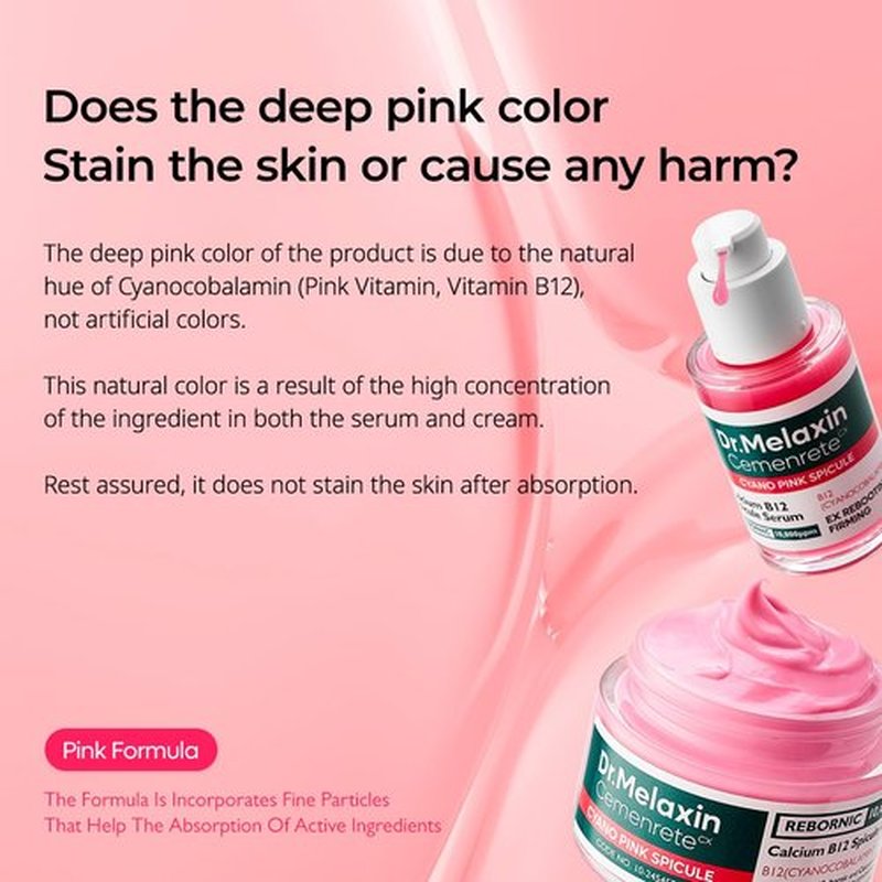 Dr.Melaxin Cemenrete Cyano Pink Spicule Cream with Calcium, Vitamin B12 for under eyes skin, Dark Circles, Fine Lines, Puffiness&Eye Bags Cream, 1.69 fl. oz.