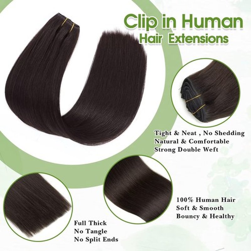 Clip in Hair Extensions Real Human Hair, 18inch/8pcs Seamless Invisible Human Hair Clip in Extensions for Women, 10A Brazilian Virgin Remy Human Hair Extensions Clip ins Double Weft 70g Natural Black