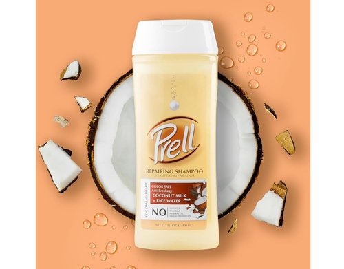 Prell Coconut Milk + Rice Water Shampoo - Safe Anti-Breakage Formula for Damaged Hair | 13.5 fl. oz.