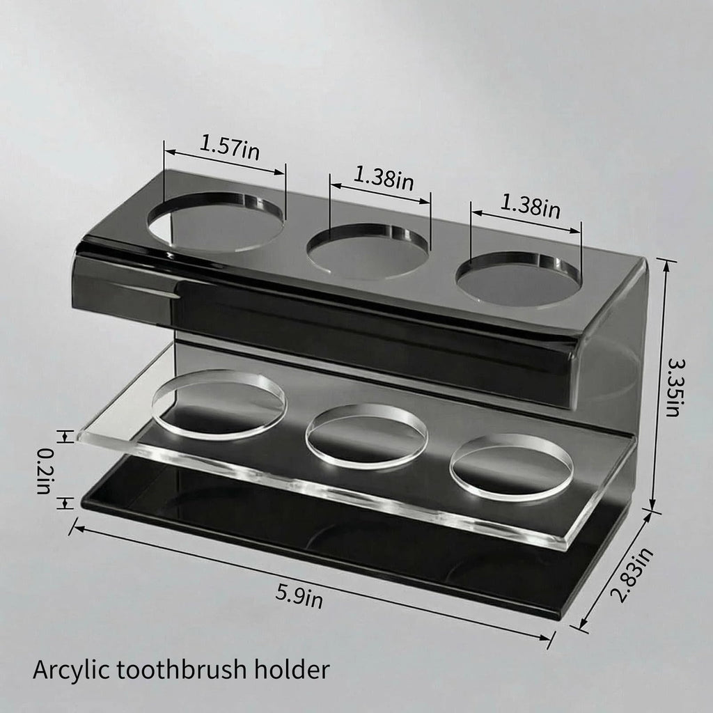 Dvzodlxn 3 Slots Acrylic Electric Toothbrush Holders for Bathrooms(Black)