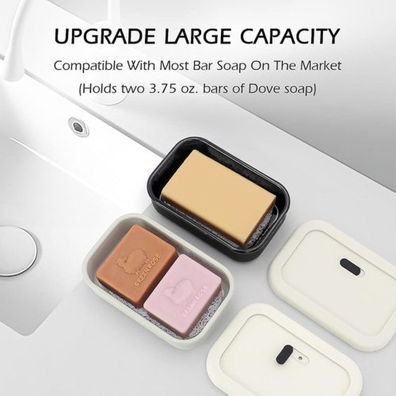 AIDIMMING Travel Soap Case - Enhanced Leak-Proof Shatterproof Silicone Holder | Portable Off-White Design
