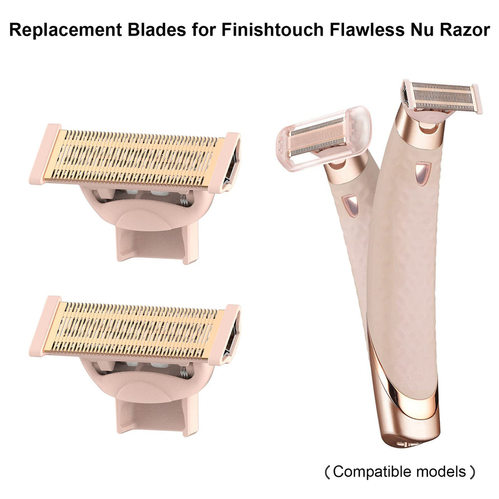 2PCS LinMei Nu Shaver Replacement Heads Compatible for Finishtouch Flawless Women Nu Razor with 2 Cleaning Brush