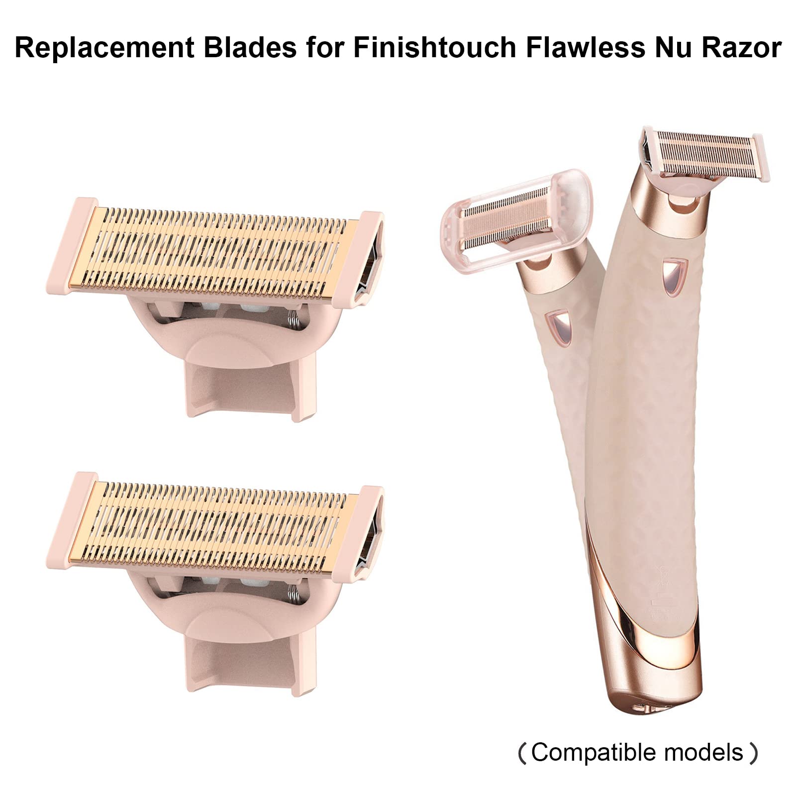 2PCS LinMei Nu Shaver Replacement Heads Compatible for Finishtouch Flawless Women Nu Razor with 2 Cleaning Brush