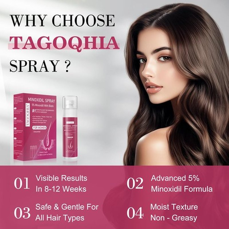 5% Minoxidil for Women Hair Regrowth Spray, hers hair regrowth treatment Infused with Biotin, Extra Strength Treatment to Combat Hair Loss and Thinning, 6 Bottles（100 Ml)