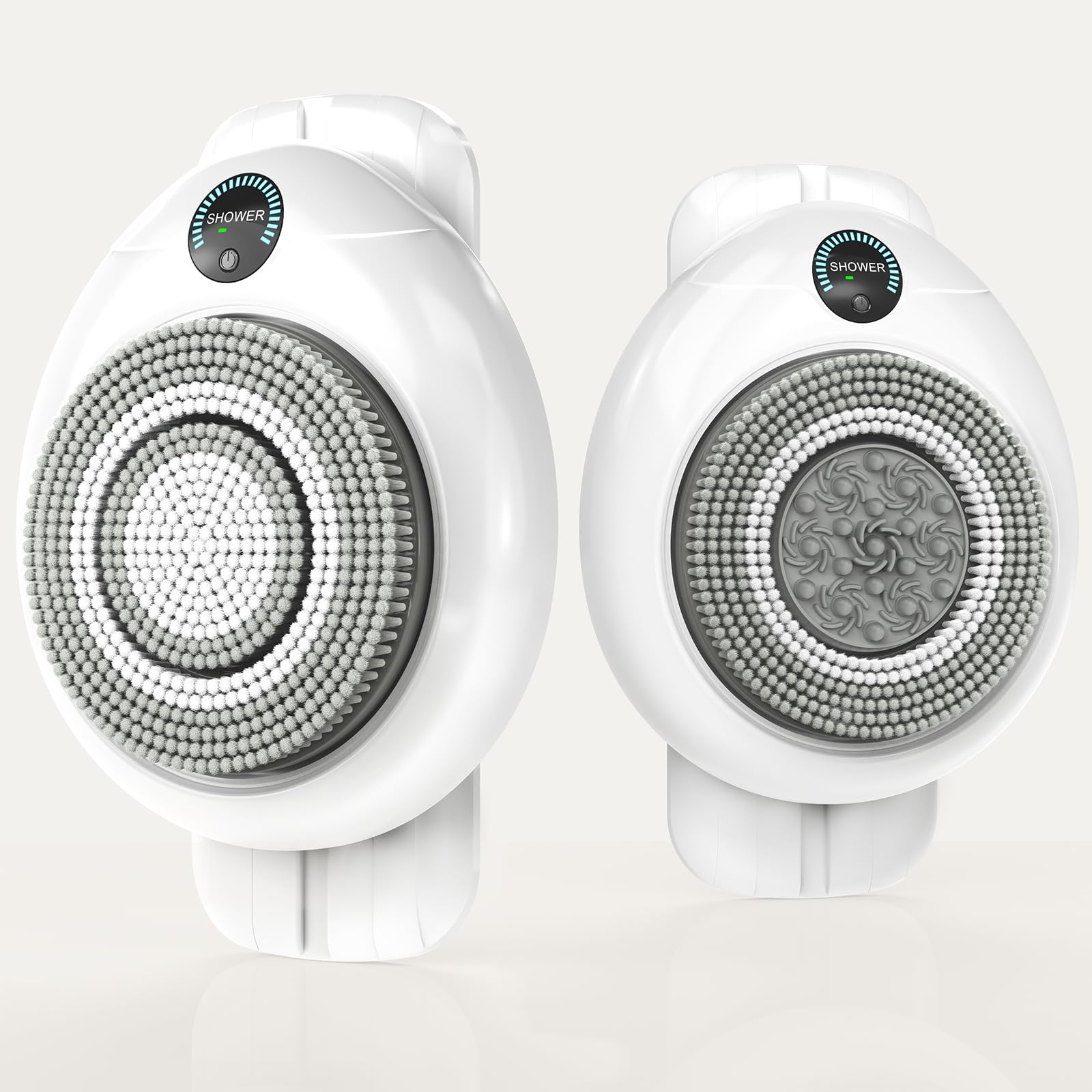 Electric Back Scrubber for Shower - Wall Mounted Exfoliating Brush, Hands-Free Automatic Body Scrubber, IPX7 Waterproof, 3-Speed Adjustment, 3 Replaceable Heads with 50pcs Disposable Shower Caps