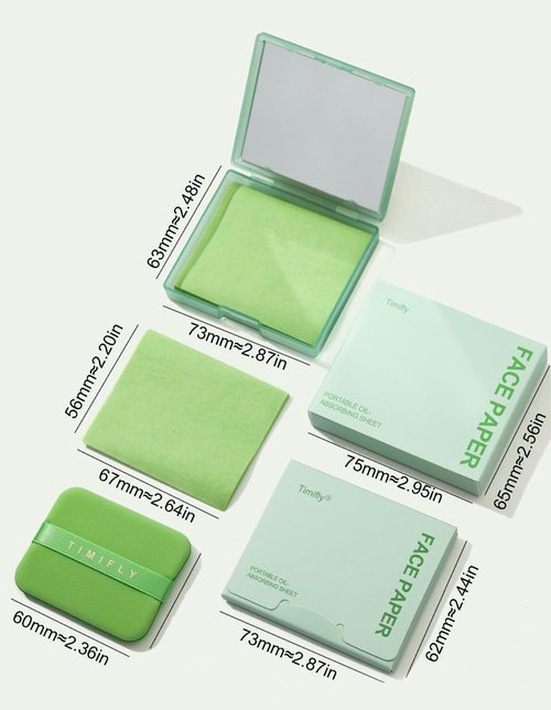 Oil Blotting Paper - 300 Sheets with Mirror, Puff & Refills, Absorbs Excess Face Oil, Controls Shine, Saves Makeup, The On-the-Go Essential for a Flawless, Matte Finish All Day