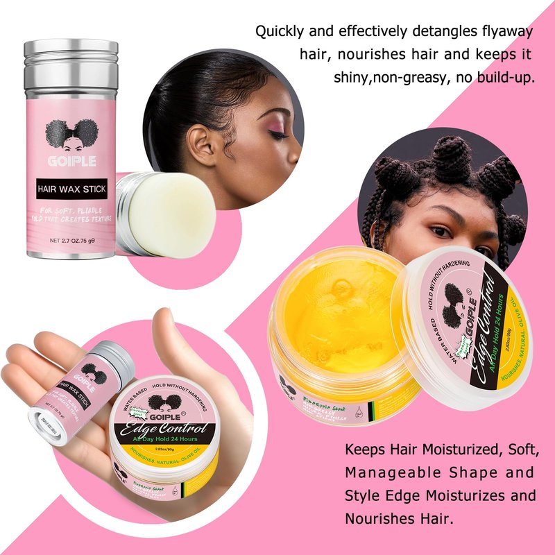 Wig Glue for Lace Front Wigs Lace Glue for Wig, Strong Hold Lace Glue for Lace Front Wig Lace Adhesive Hair Replacement with Remover, Wig Band, Hair Wax Stick, Edge Control Wig Installation Kit(10pcs)
