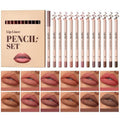 Skiennix Matte Velvet Lip Liner Set - 12 Highly Pigmented, Long-Lasting Waterproof Shades