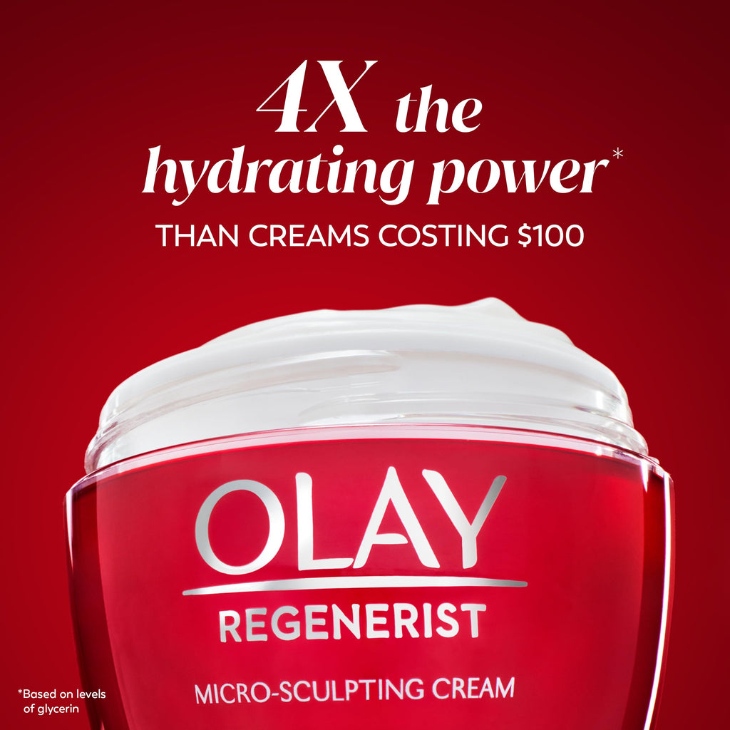 Olay Face Moisturizer, Regenerist Micro-Sculpting Cream for Women, Fragrance-Free Hydrating Anti-Aging, Anti-Wrinkle, Firming Skin Care Hyaluronic Acid, Niacinamide, Amino Peptides, 1.7 Oz (Pack of 3)