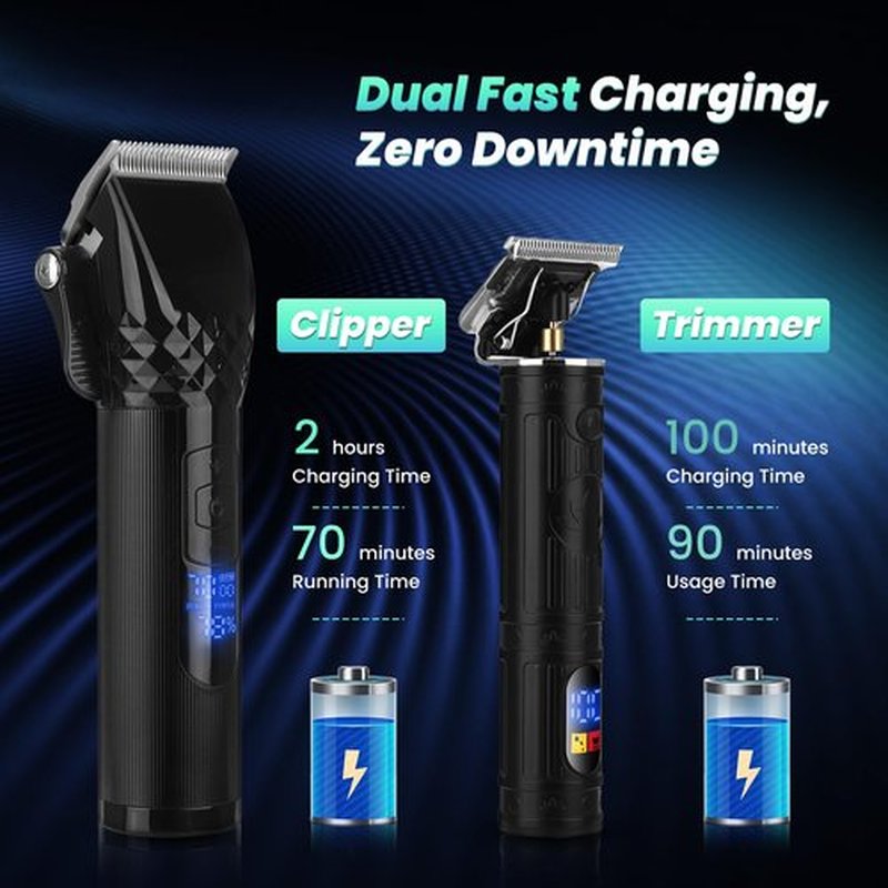 Soonsell Hair Clippers for Men,Professional Barber Clippers and Trimmer Set,Mens Cordless Hair Clipper for Barber,T-Blade Trimmer Set