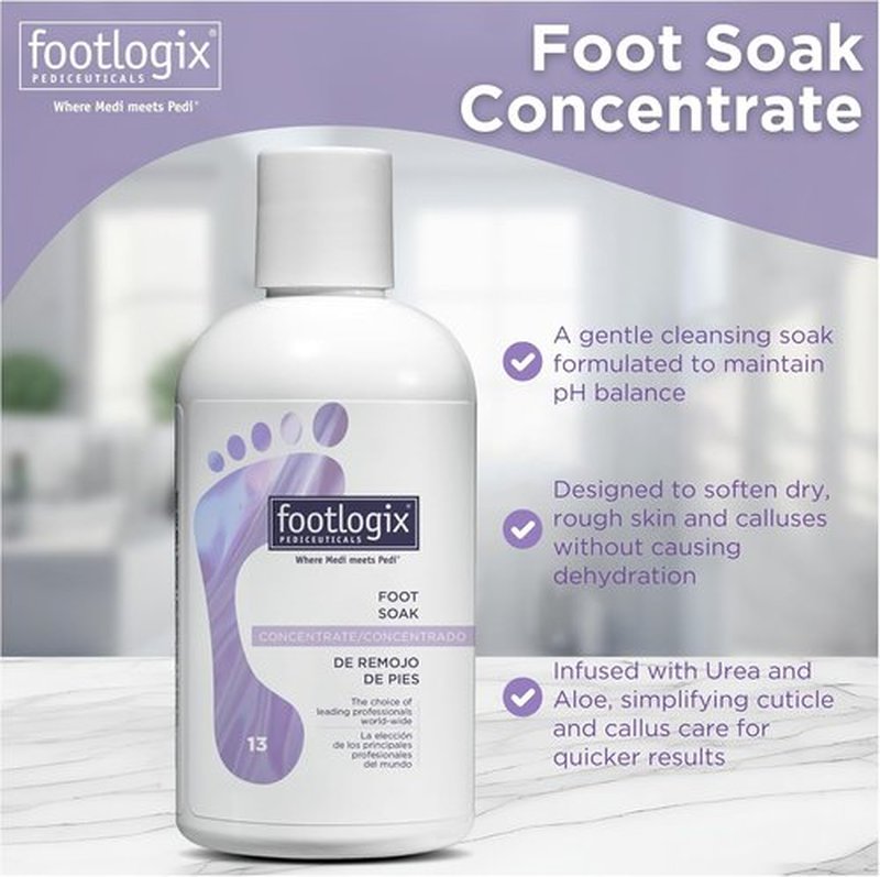 Footlogix Foot Soak Concentrate - Gentle Cleansing Foot Bath Soak for Softening Dry Feet | 8.45 oz