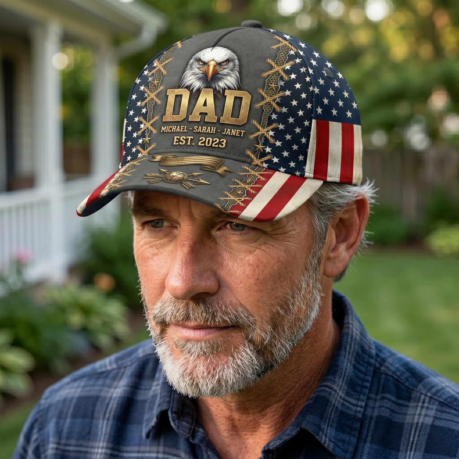Famitrendz Personalized Patriotic Dad Baseball Cap, Custom Dad Hats for Men, Fathers Day Hats for Daddy Papa, Patriotic Grandpa Hat, Dads Gift from Son Daughter for Fathers Day, Christmas 1