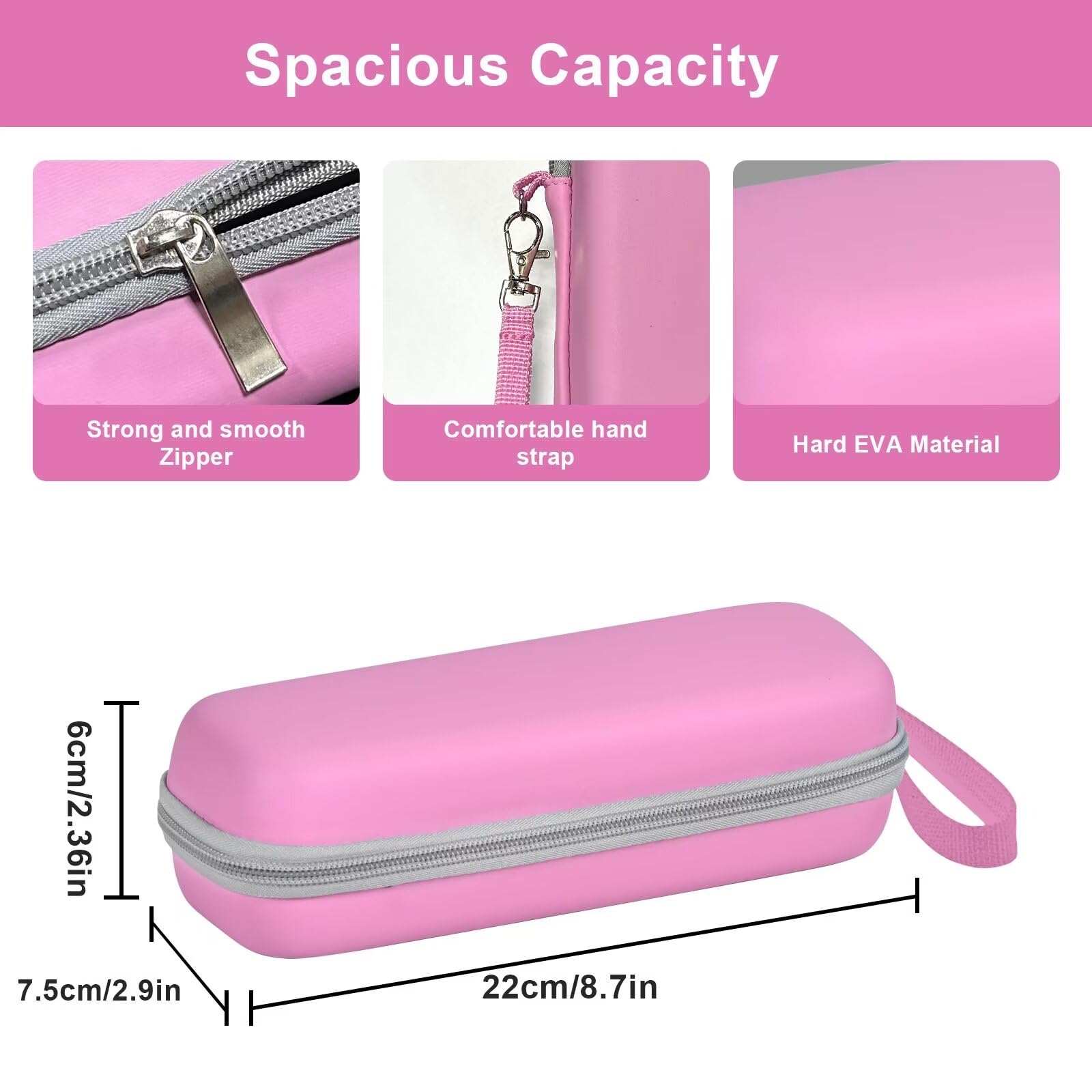 TUNYINSH Toothbrush Travel Case for Oral B/Oral-B Pro 1000 1500 5000 7000 7500 6000 9600/ Phlips Sonicare 4100 5100 1100 6100 5300 Electric Toothbrush, Portable Hard Protective Storage Bag (Pink)