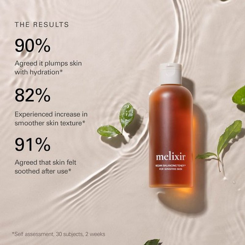 Melixir Vegan Balancing Toner for Sensitive & Acne-Prone Skin, with Soothing Organic Green Tea Extract, Hydrating Water Facial Toner, Alcohol-Free, Korean Skincare for Men and Women (9.8 fl.oz.)