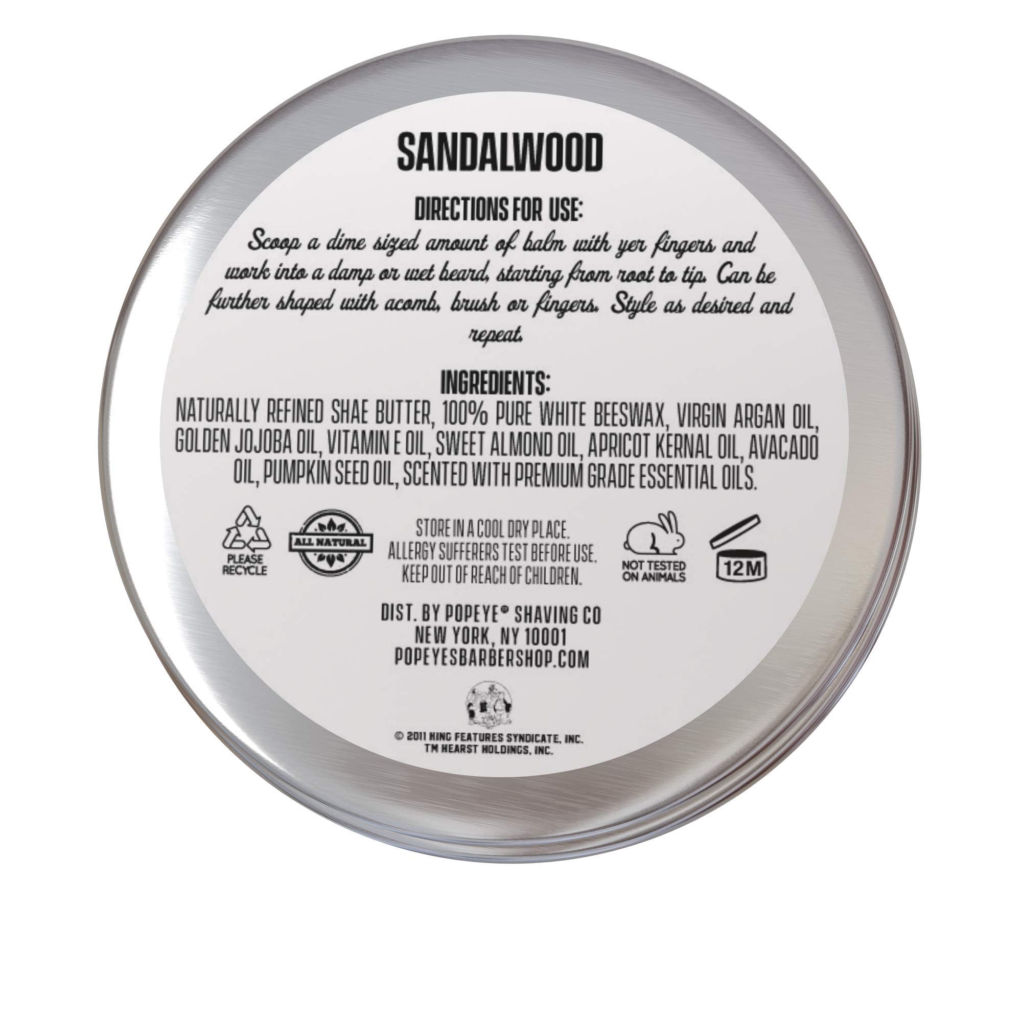 Brutus Beard Balm for Men, Non-Greasy Leave-in Conditioner with Matte Finish, Styling Balm Enriched with Jojoba Oil, Hemp Seed, and Vitamin E, Sandalwood Scent, 2 oz