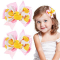 FYSUIMU 2Pcs Duck Hair Bow Clips Grosgrain Ribbon Alligator Clips Pink Rubber Duck Hair Barrettes for Home Birthday Party Women Hairstyle Accessories