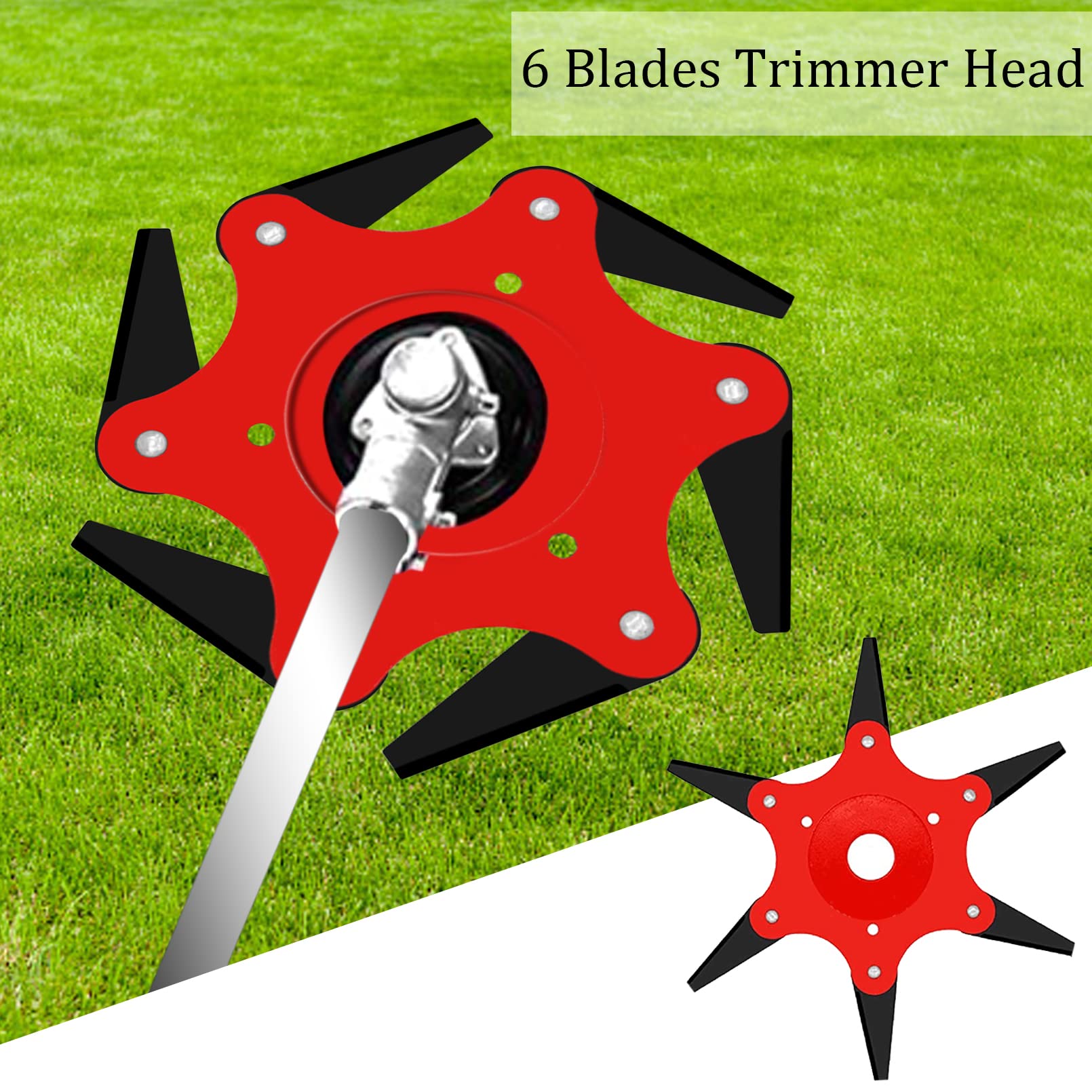 Cokacot 2PCS 6 Steel Razors Trimmer Head Reversible Weed Eater Blades Metal Mn65 Brush Cutter Blades Professional Grass Trimmer Head Replacement with 1 Pack 6 Teeth Adapter Kit for String Trimmers