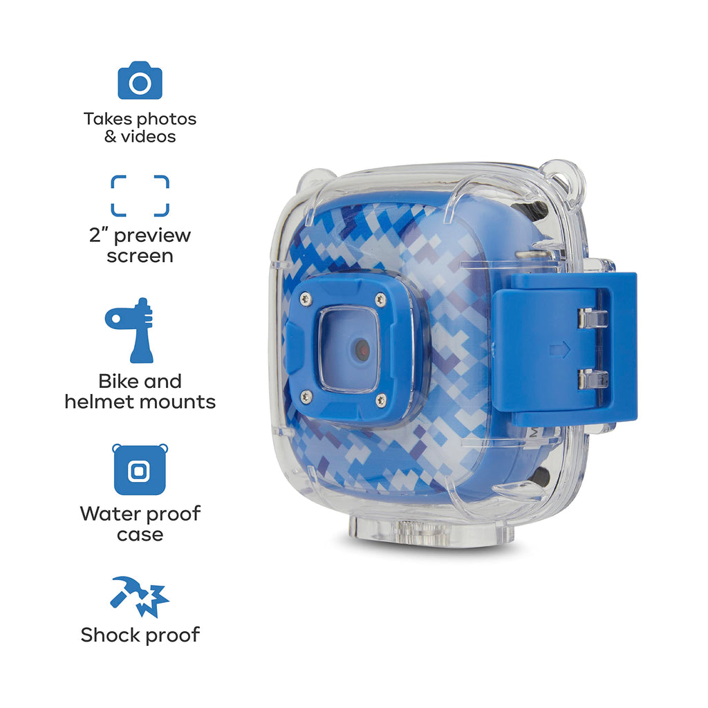 Vivitar Kids Tech - Ultimate Kids Action Camera, Waterproof Digital Action Camera for Kids with 5 MP HD Photo and Video, 2 inch Screen, Microphone, Waterproof case Blue