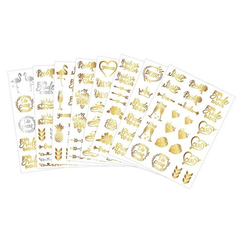 FRCOLOR 8 Sheets Wedding Gold Temporary Tattoos Bachelorette Party Tattoos Team Bride Tribe Bridesmaid Gift Bridal Shower Favor Party Supplies