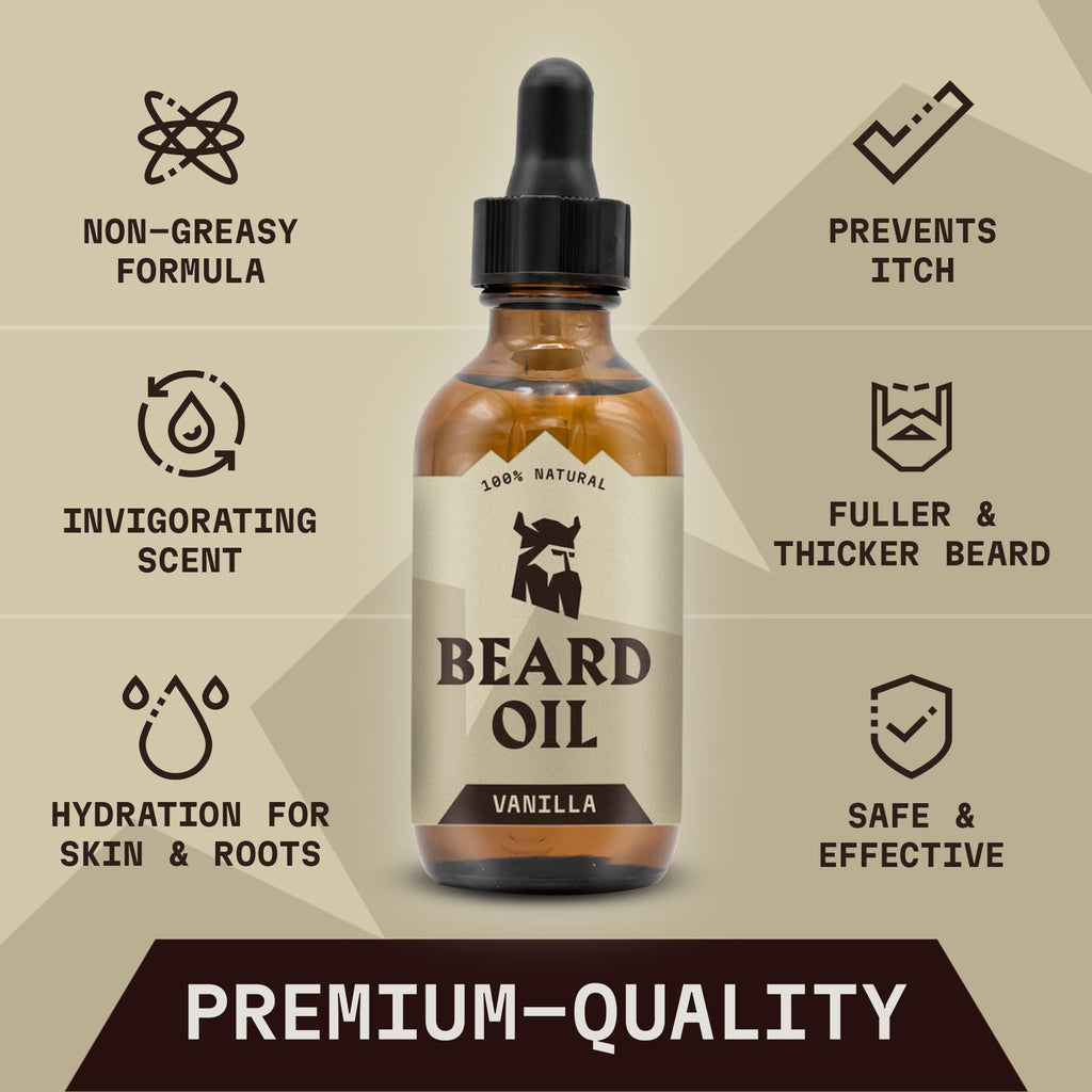 Striking Viking Beard Oil for Men - 2 Fl Oz (Pack of 3), Vanilla