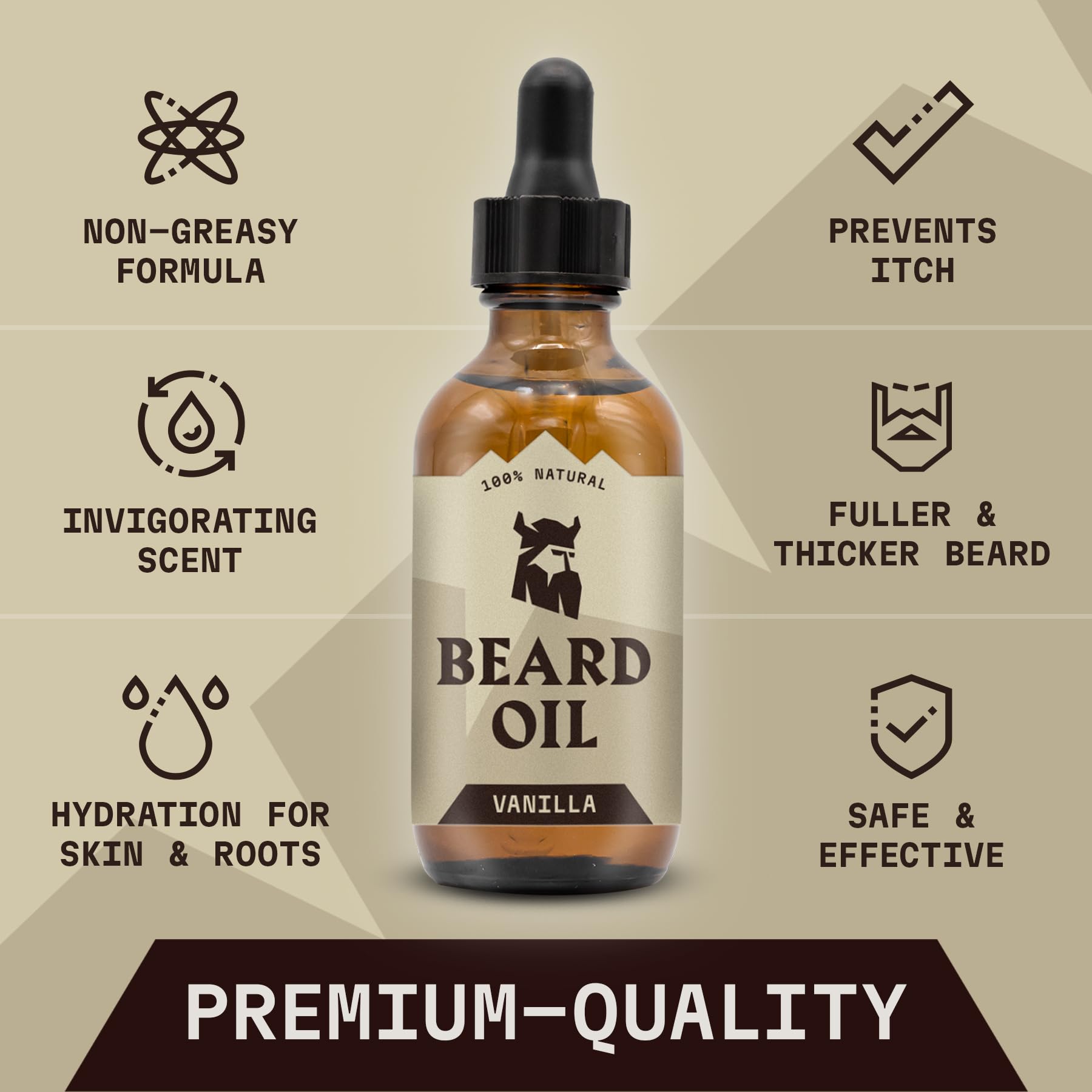 Striking Viking Beard Oil for Men - 2 Fl Oz (Pack of 3), Vanilla