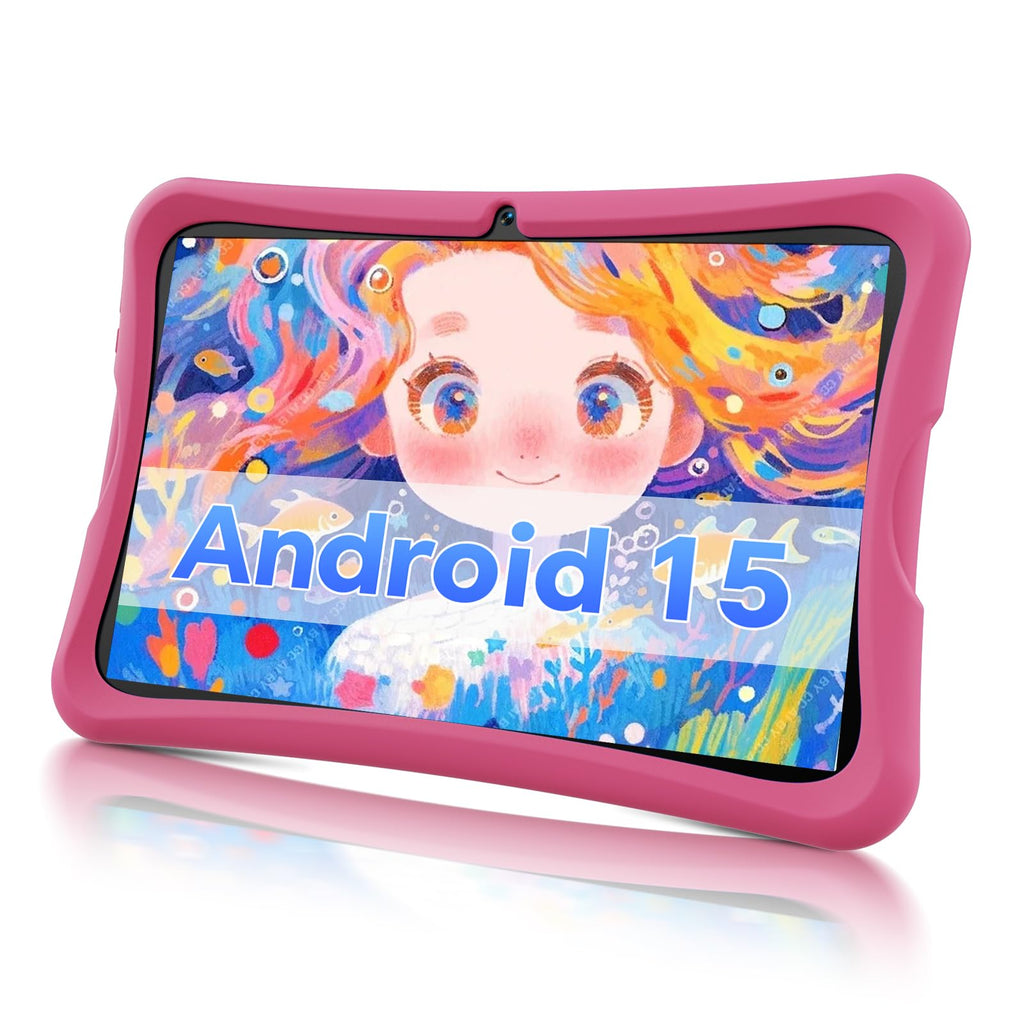 DigiLand 10.1 Inch Kids Tablet, Android 15 Tablet for Kids,6G+32GB up to 128GB,6000mAh Battery,Dual Camera,WiFi,BT 5.0,Best Electronics Tablets Gift for Kids,Shockproof Protective Case (Pink)