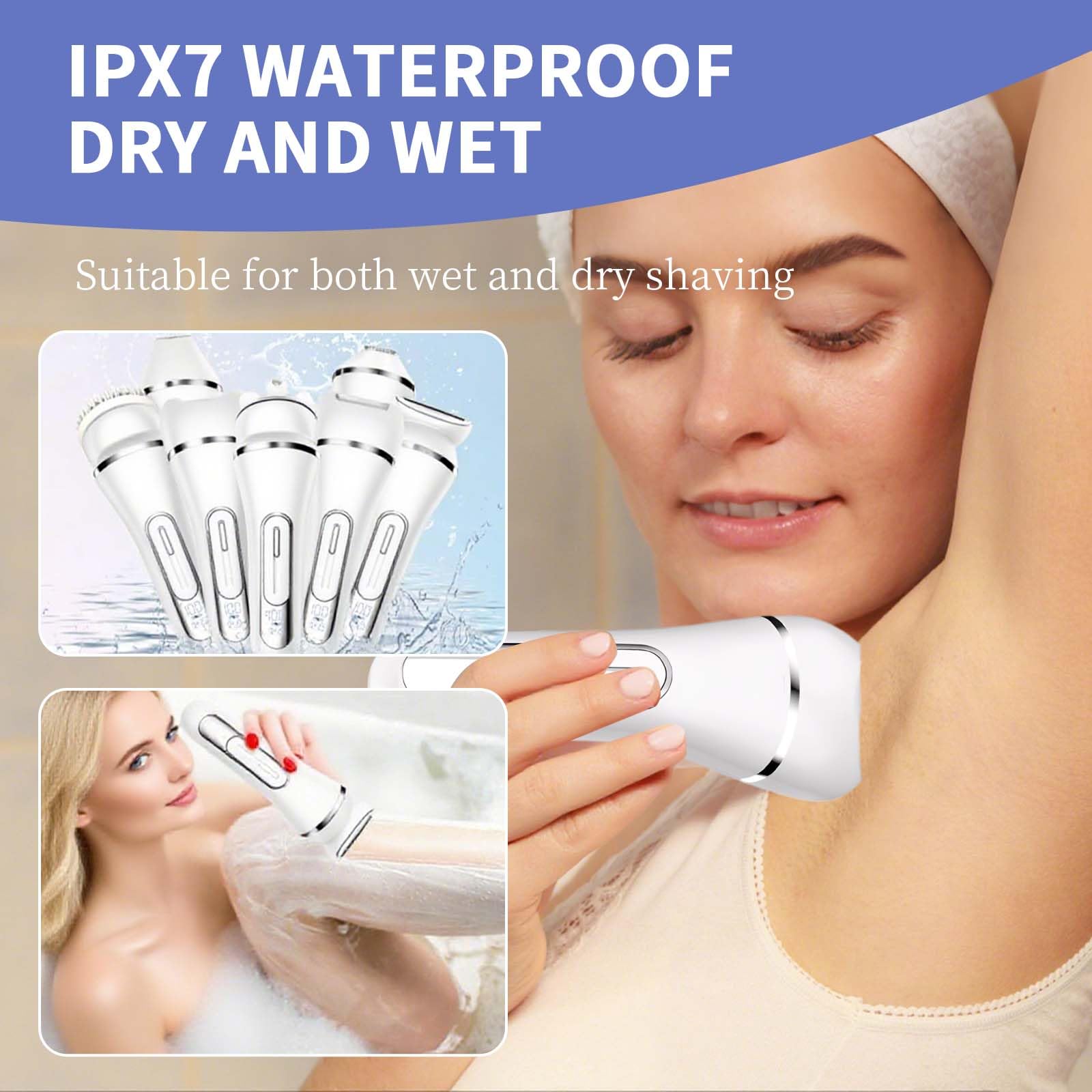 NWUNJ Electric Razors for Women Whole Body: 7 in 1 Hair Removal Kit，Rechargeable Body Shaver - Wet Dry Hair Remover - Trimmer for Lady Face Underarms Public
