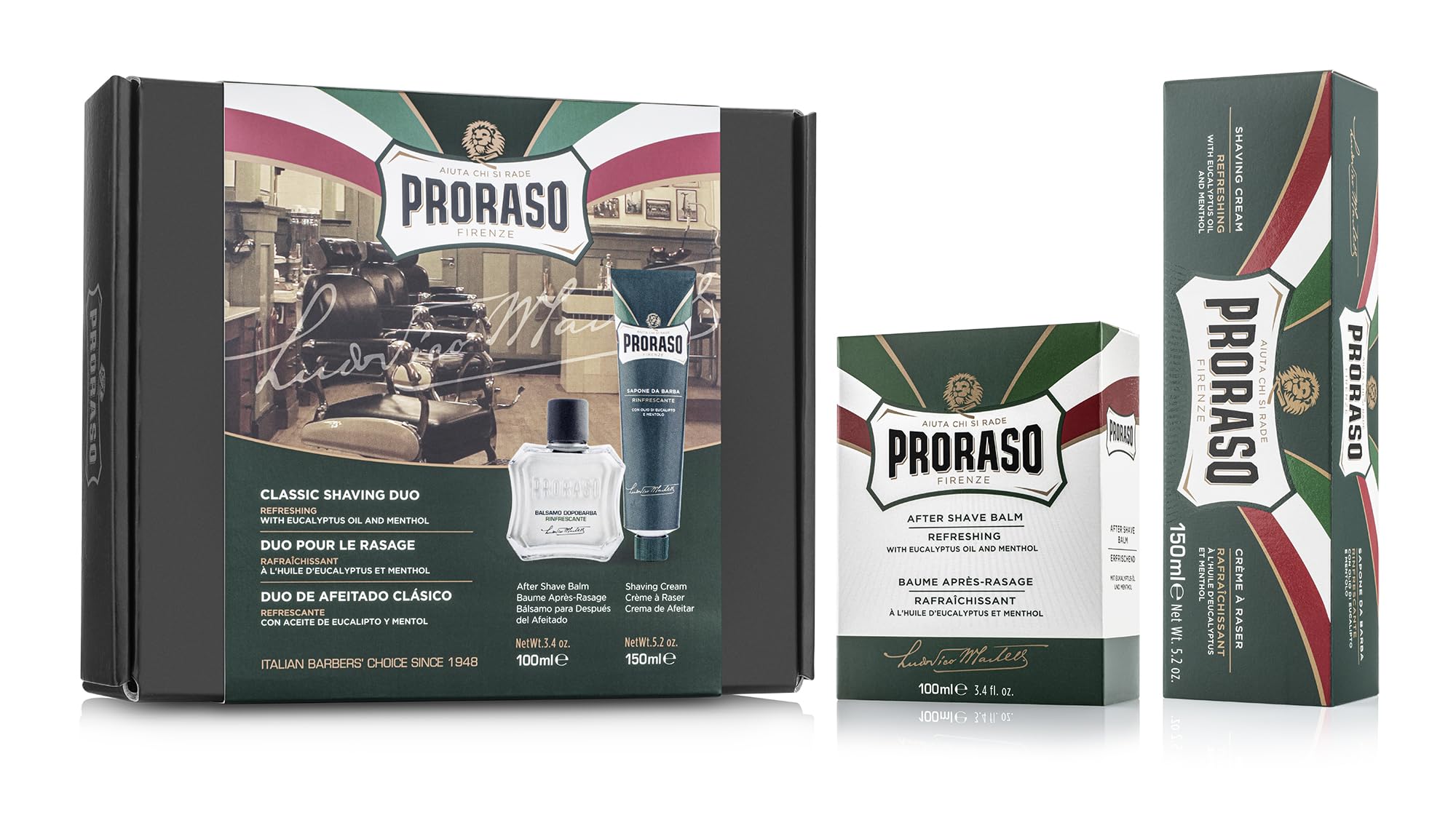 Proraso Shaving Kit - Refreshing Shaving Cream & After Shave Balm for All Beard Types - Premium Italian Shave Kit Duo for Men - Gift Set for Men