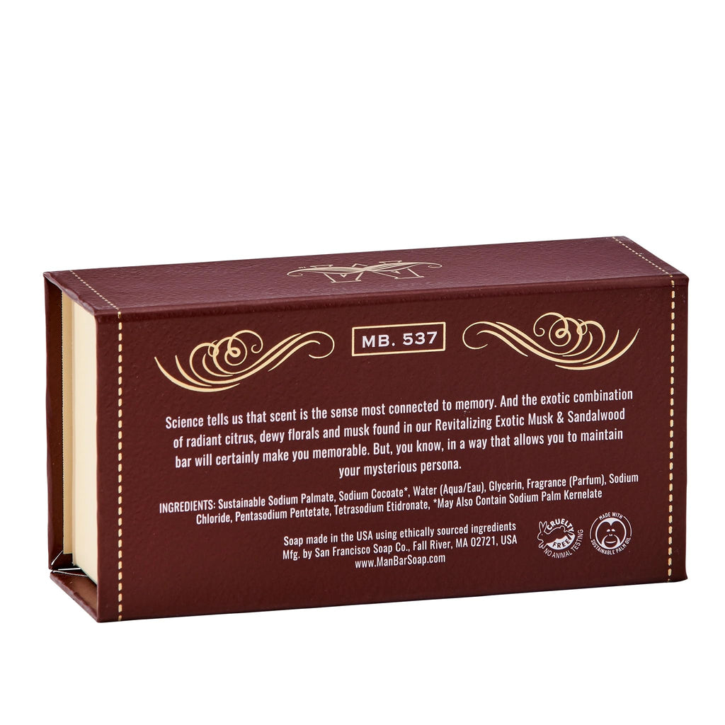 San Francisco Soap Company Exotic Musk And Sandalwood Fragrance Man Bar - Revitalizing - No Harmful Chemicals - Good for all Skin Types - Made in the USA
