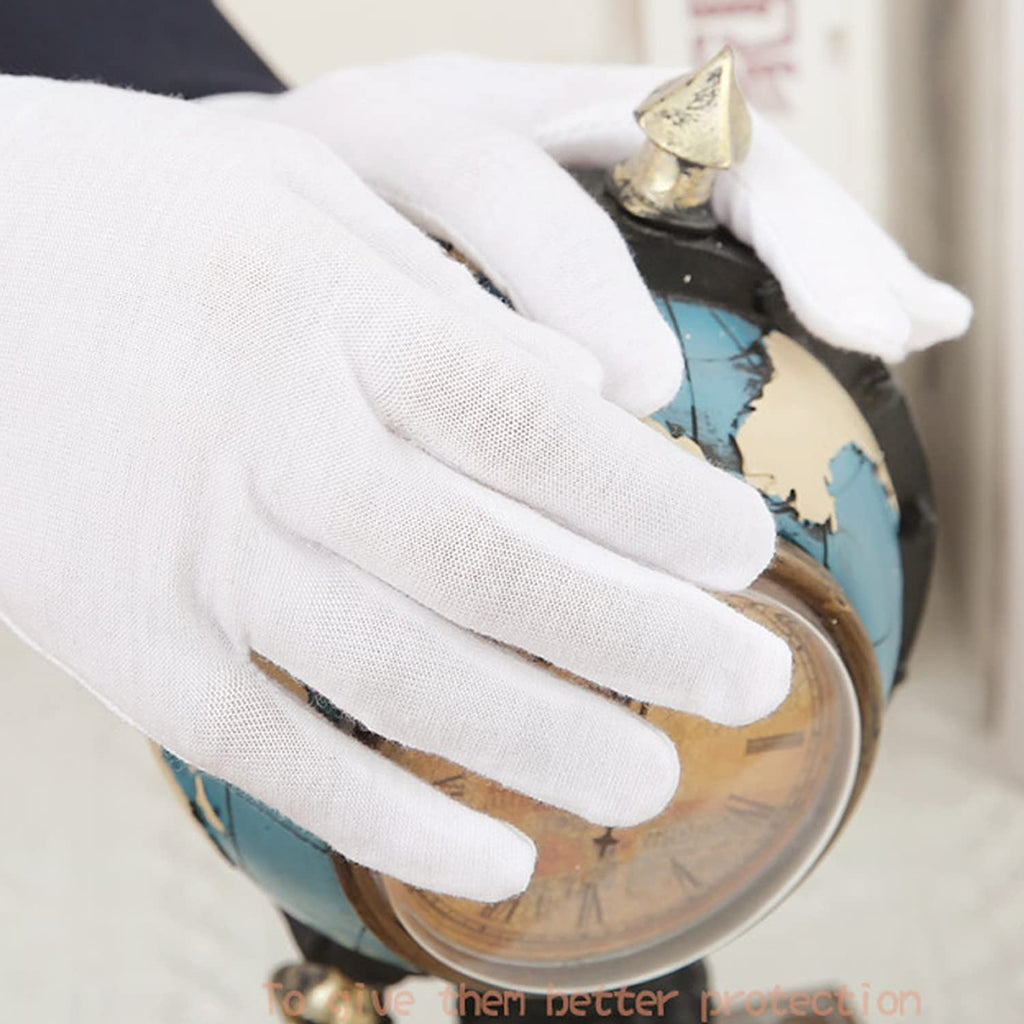 YITIAOYU 24 Pairs Soft White Cotton Gloves for Moisturizing Eczema Sleep Treatment, and Archival Inspection Handling of Coins, Jewelry, Silver, and Costume Artifacts(Large)
