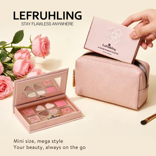 Lefruhling All in one Full Size Travel-Friendly Baked Makeup Palette,High Pigmented Long Lasting, glitter Shimmer Matte,Bronzer Blush Highlighter and Eyeshadows