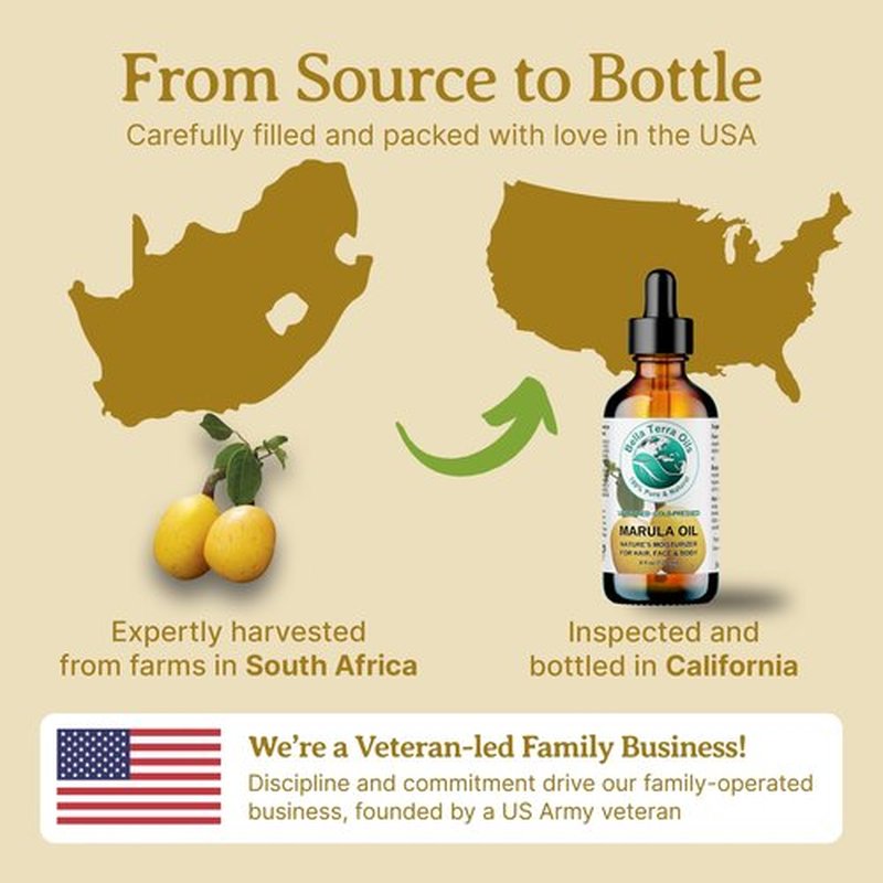 Bella Terra Oils - Marula Oil for Skin 4 oz - Dive into the Nutritional Excellence, Abundant in Vitamin C & Antioxidants, Perfect Companion for Your Face