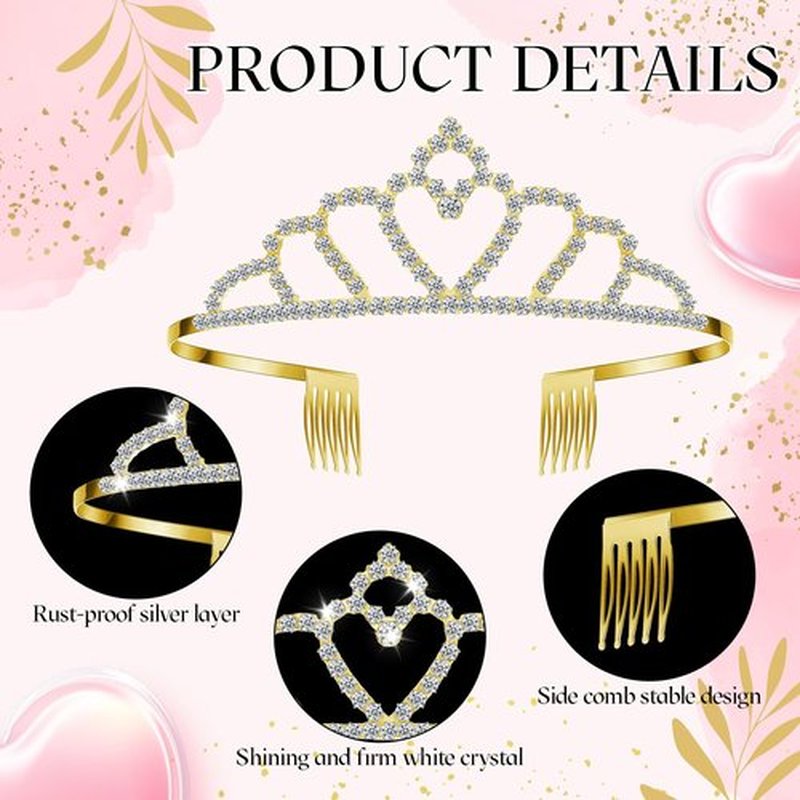 Riceshoot 50 Pcs Tiaras Crowns Bulk for Women Crystal Princess Tiara Queen Rhinestone Crown with Comb Bridal Wedding Headband for Women Prom Birthday Party Hair Accessory (Gold,Vibrant Style)
