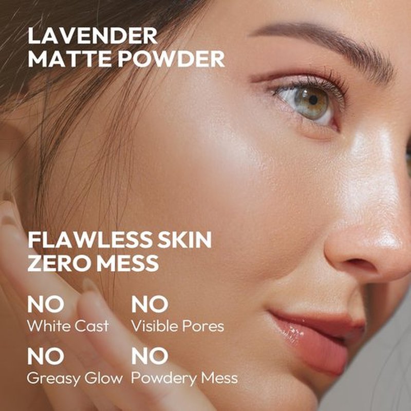 Chillab Lavender Matte Powder, Lightweight Translucent Setting Powder for Oily Skin, Oil Control for Men & Women, No Powdery Look, Blurs Pores, Matte Finish, Shine-Free, Face Powder for All Skin Tones