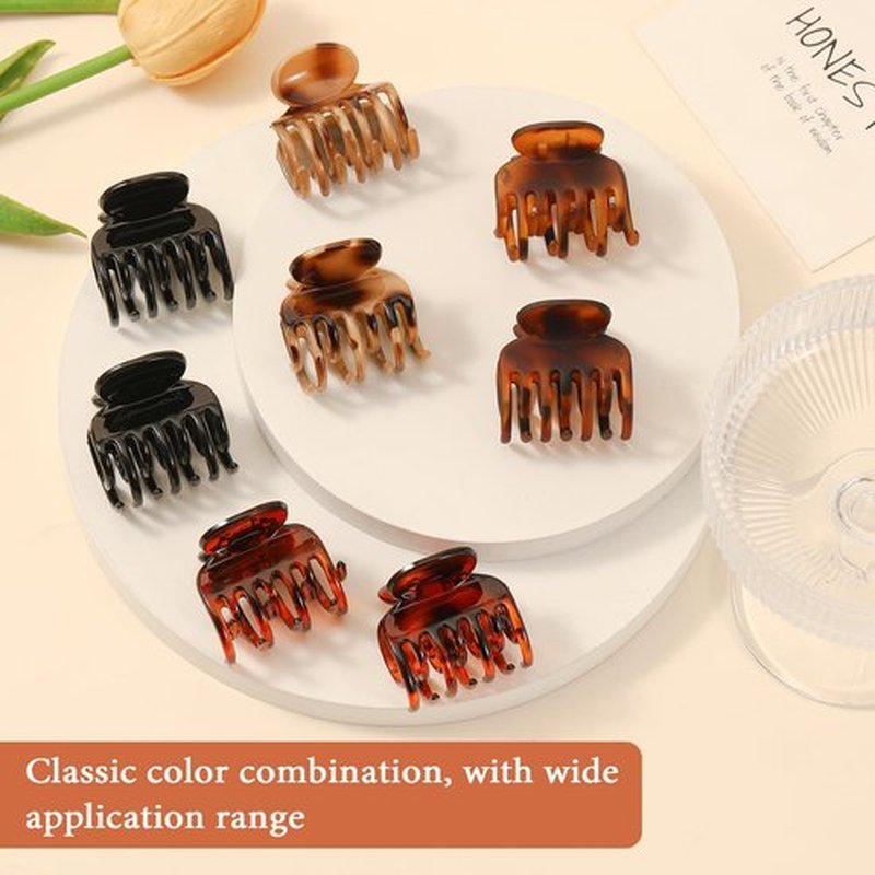 Auseibeely 8 Pcs 1.6" Small Claw Clips for Women Girls, Double Row Teeth Hair Clip for Thin/Fine/Medium Hair, Tortoise Shell & Black Non-Slip Jaw Clips Cute Accessories for Half Up Half Down