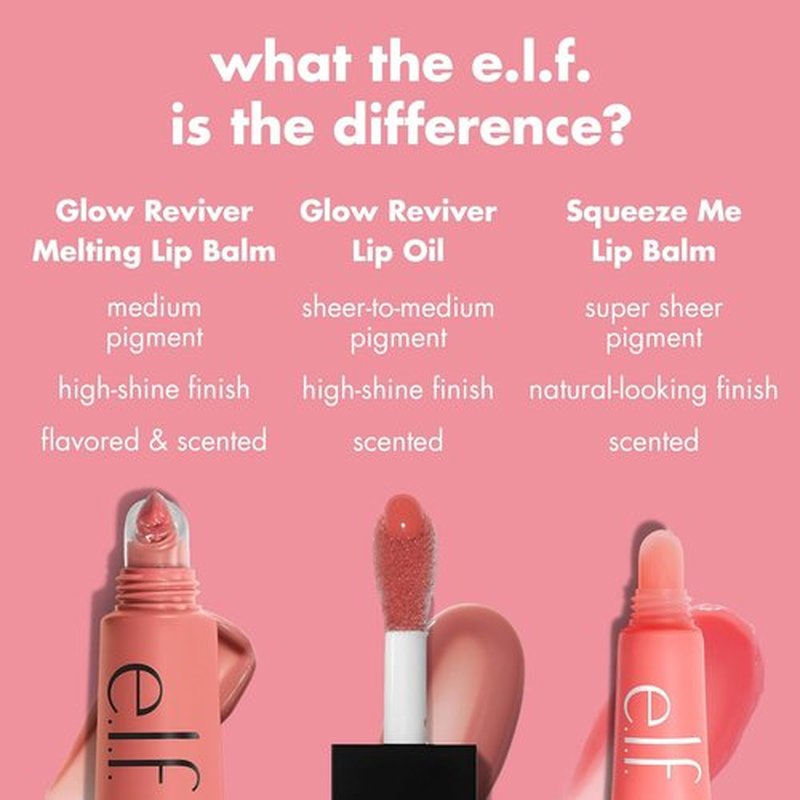 e.l.f. Glow Reviver Melting Lip Balm - Hydrating Tinted Balm for Glossy, Soft Lips | Vegan & Cruelty-Free, Strawberry Shortcake