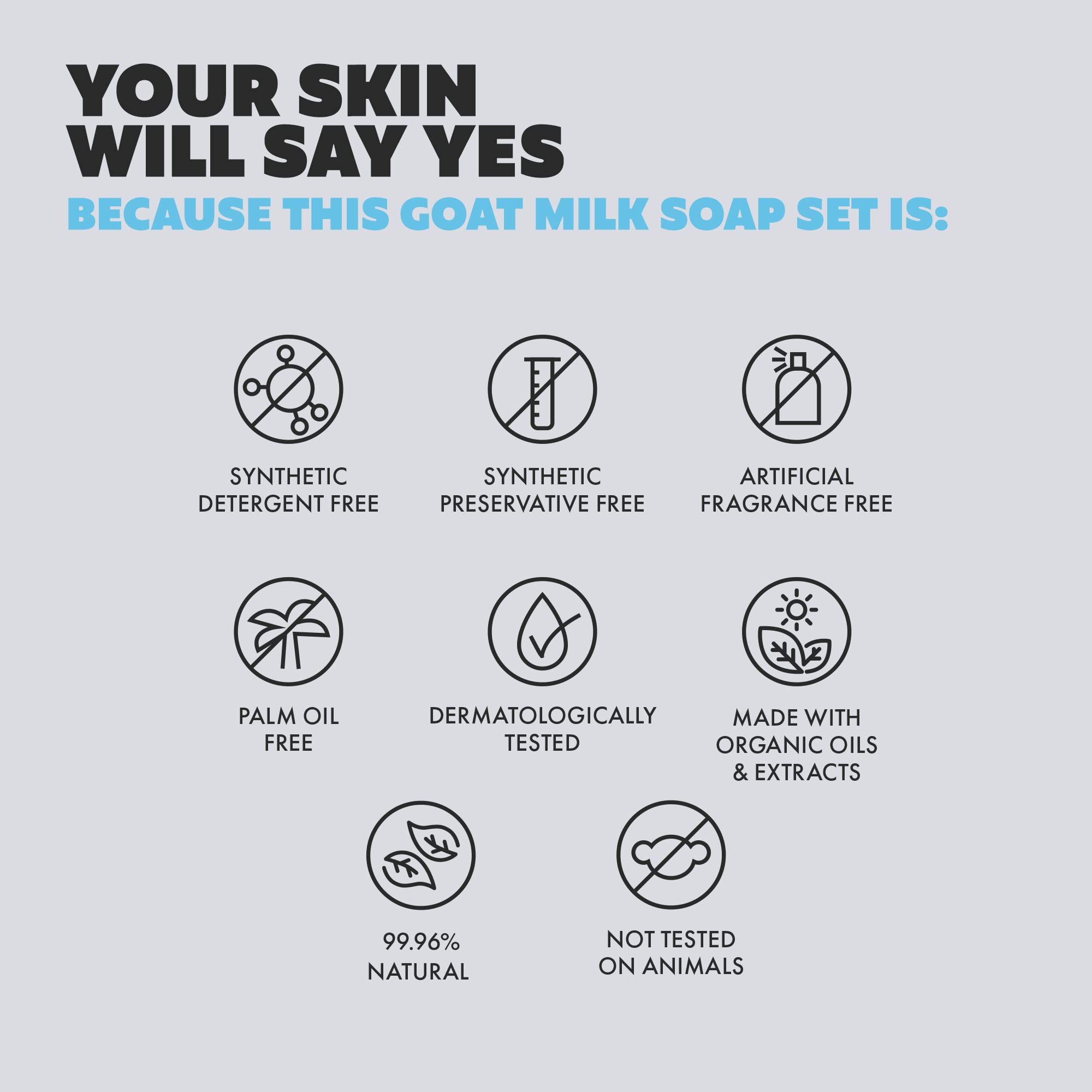 Skin Said Yes Goat Milk Soap Bar Set (Pack of 8) - Crafted in Greece | Tripple Milled | Organic Ingredients, Natural Soap for Sensitive Skin.