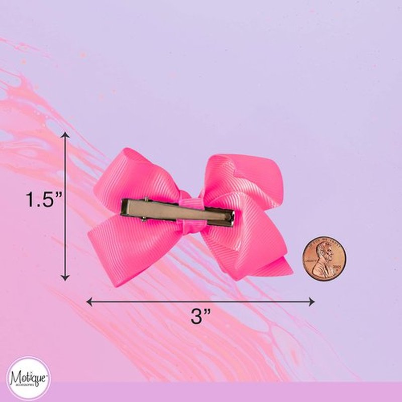 Small Solid Bow for Girls - Set of 12 (Pink)