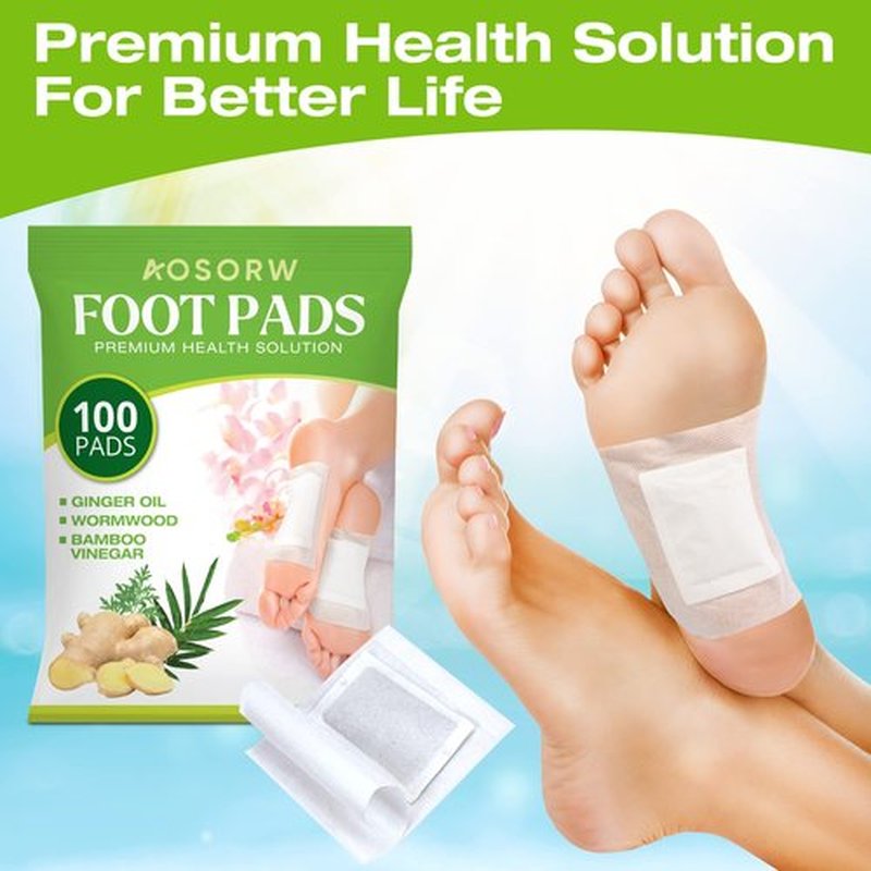 AOSORW Natural Herbal Foot Pads - Ginger Oil & Bamboo Charcoal - Foot Care Patches for Daily Use - (Green, 100 Pads)